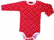 Punavalkoinen pallot body, orgaanista puuvillaa, 50-86cm