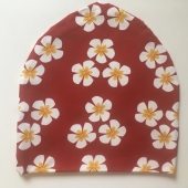 Red beanie with flowers, orcanic cotton jersey with lycra