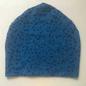 Blue beanie with notes, orcanic cotton jersey with lycra